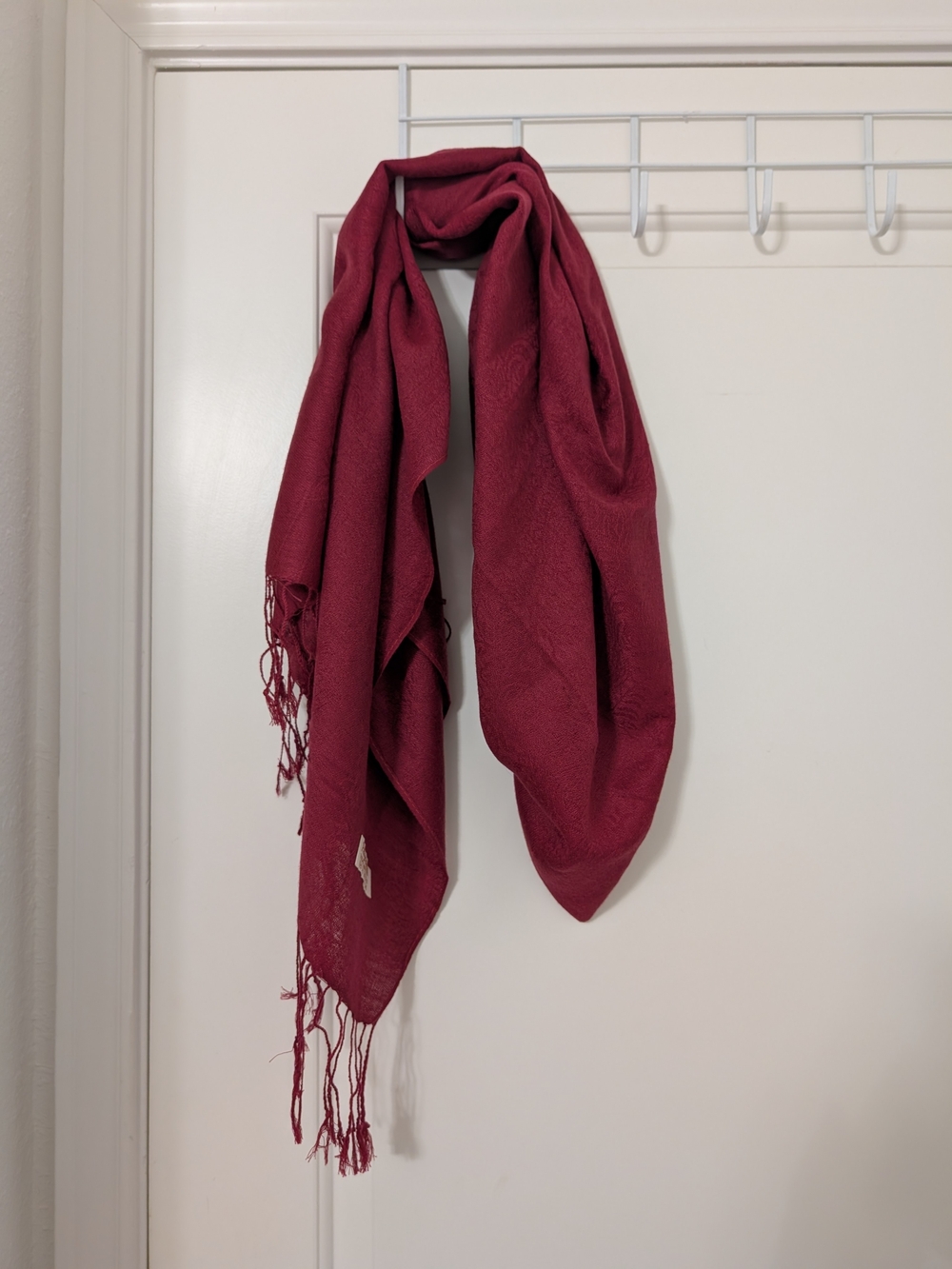 Pashmina Burgundy Paisley Silk Blend Shawl Wrap Scarf Fringe 70x28